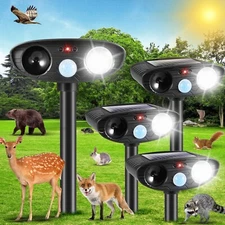 Ultrasonic Animal Repellent Outdoor Solar Animal Repellent with Motion Sensor&LE