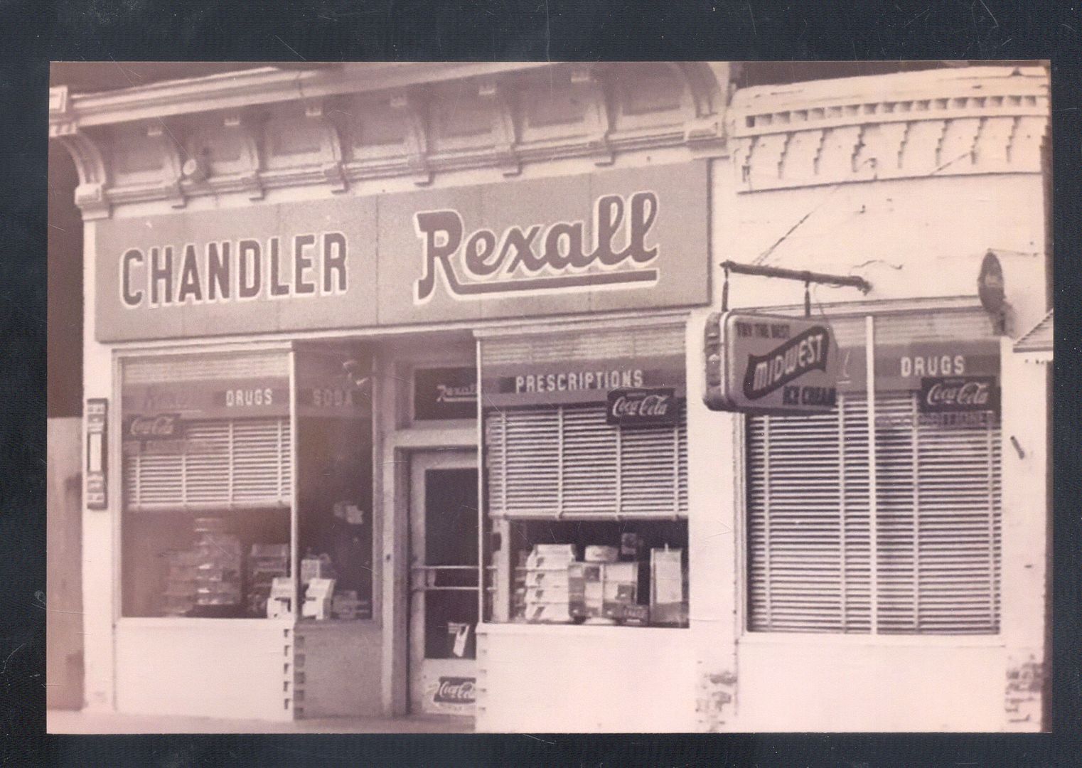 REAL PHOTO LUTESVILLE MISSOURI CHANDLER REXALL DRUG STORE MO. POSTCARD