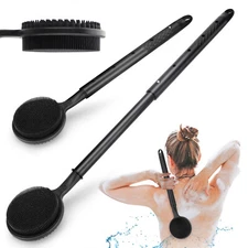 Silicone Back Scrubber for Shower, Adjustable Retractable Long Bath Body Brush