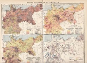 Landwirtschaft In Deutschland Original Alte Landkarte 19 Karte Antique Print Ebay