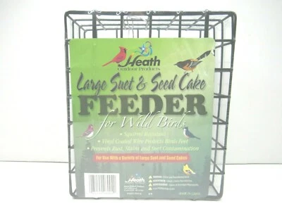 HEATH OUTDOOR PRODUCTS Heath Outdoor Wild Birds Large Suet Seed Cake Feeder Cage Squirrel Resistant NEW