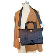 Versace 1013787 Black Nylon Fabric La Medusa Shoulder Zip Top Tote Bag $1200