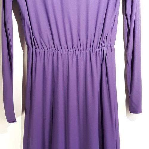70s Jeri Modes Purple Wrap Top Shirtwaist Ruffle V-Neck Retro - Picture 6 of 7