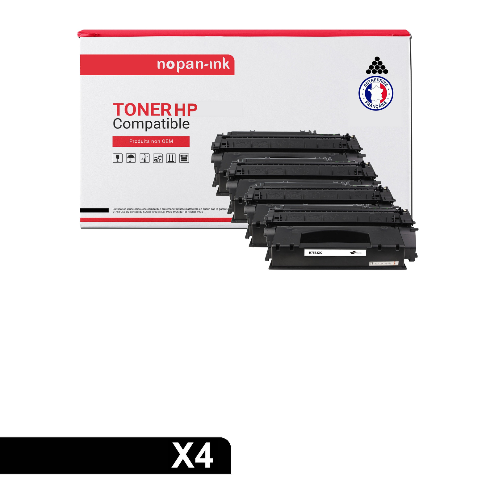 Toner Q7553X Noir compatible HP LaserJet pack de 4 cartouches haute capacité pour bureau