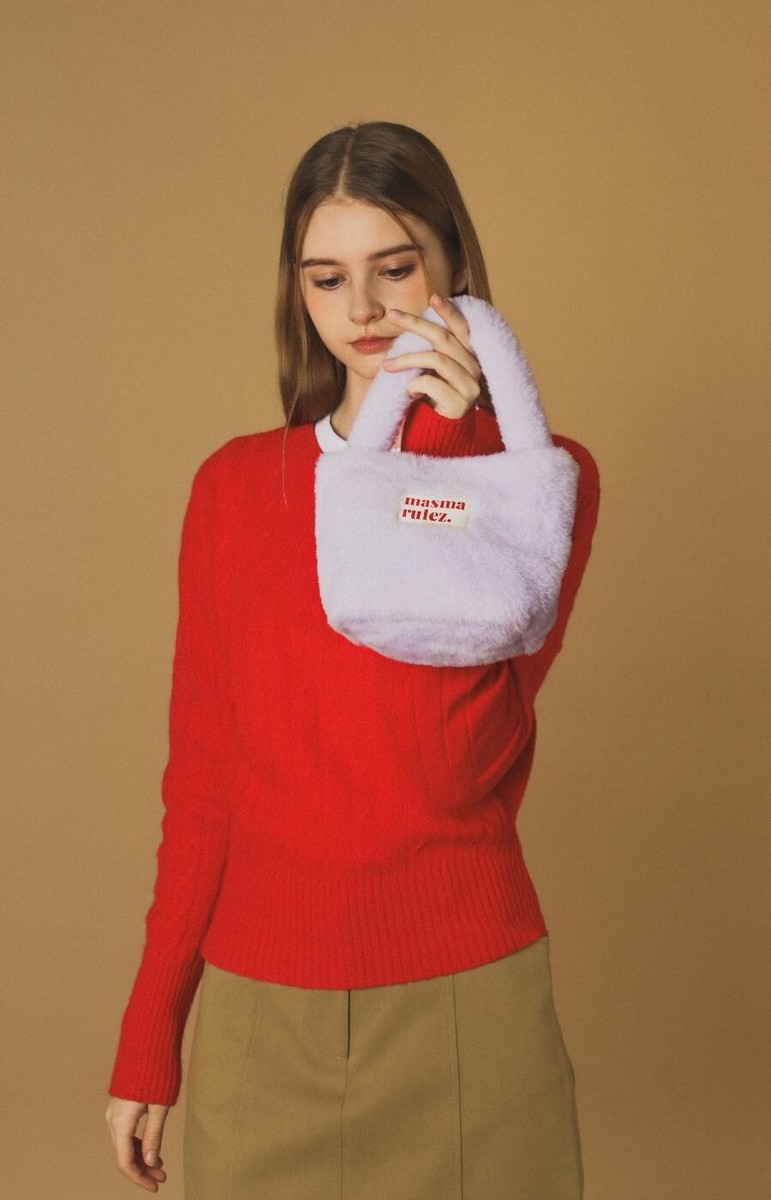 【masmarulez】 bodry tote bag_Lavender R4907 Masmarulez] Korean Bodry Tote Bag, Chain Strap, Faux Fur