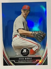 2013 Bowman Platinum Chrome Prospects Blue Refractors #BPCP59 Jesse Biddle /199