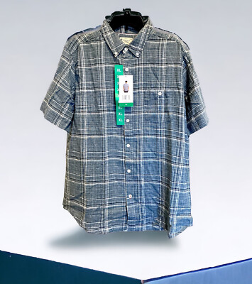Weatherproof Men's XL Shirt Blue Plaid Washable Linen Button Front NWT