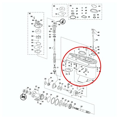 Johnson Evinrude OUTBOARD Lower Unit 60 HP 5009348 for sale online  