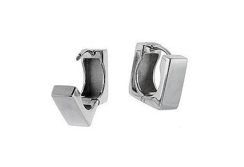 925 Sterling Silver Huggie Hoop Plain Earrings Square Shape Arretes de Plata