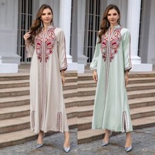 Muslim Women Abayas Arab Islamic Burqas Kaftan Middle East Embroidery Long Dress