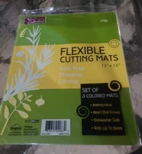 Flexible Plastic Cutting Mats 12" x 15" BPA Free Set of 3 Colored Mats New