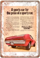 Vintage 1970 American Motors AMC AMX Auto Ad Reproduction Metal Sign A11498