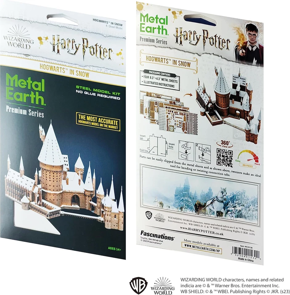 B-MP-005C Harry Potter Snowy Hogwarts Castle Metallic Nano Puzzle Papaer Toy  - Image 2 of 4