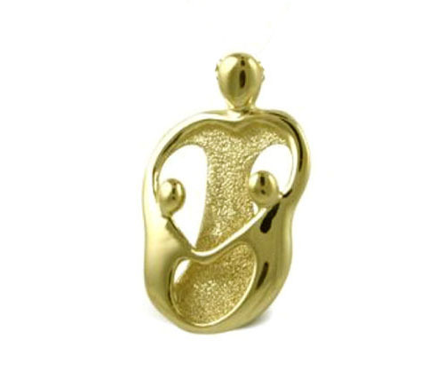 Loving Family Necklace 14K Yellow GOLD Mother & 2 Children Pendant Jewelry - Picture 3 of 5
