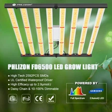 Phlizon 2025 640W Foldable LED Grow Light Full Spectrum Dimmable 8Bar Plant Lamp