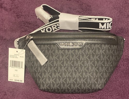 MICHAEL KORS COOPER MINI BELT BAG FANNY PACK CROSSBODY MK BLACK NWT - 第 1/4 張圖片