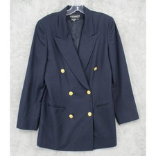 Vintage Liz Claiborne Blazer 6 Wool Nautical Bold Buttons Career Navy Office