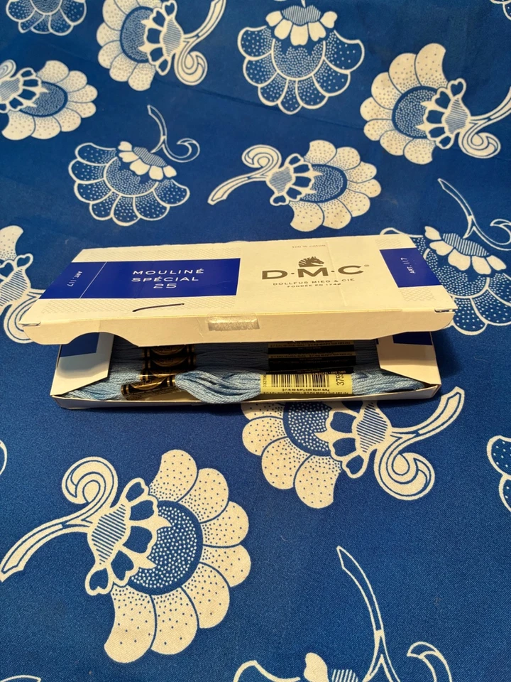 Lot of 12 DMC Light Blue Embroidery Floss~#3755 Mouline Special 25~original box - Image 2 of 2