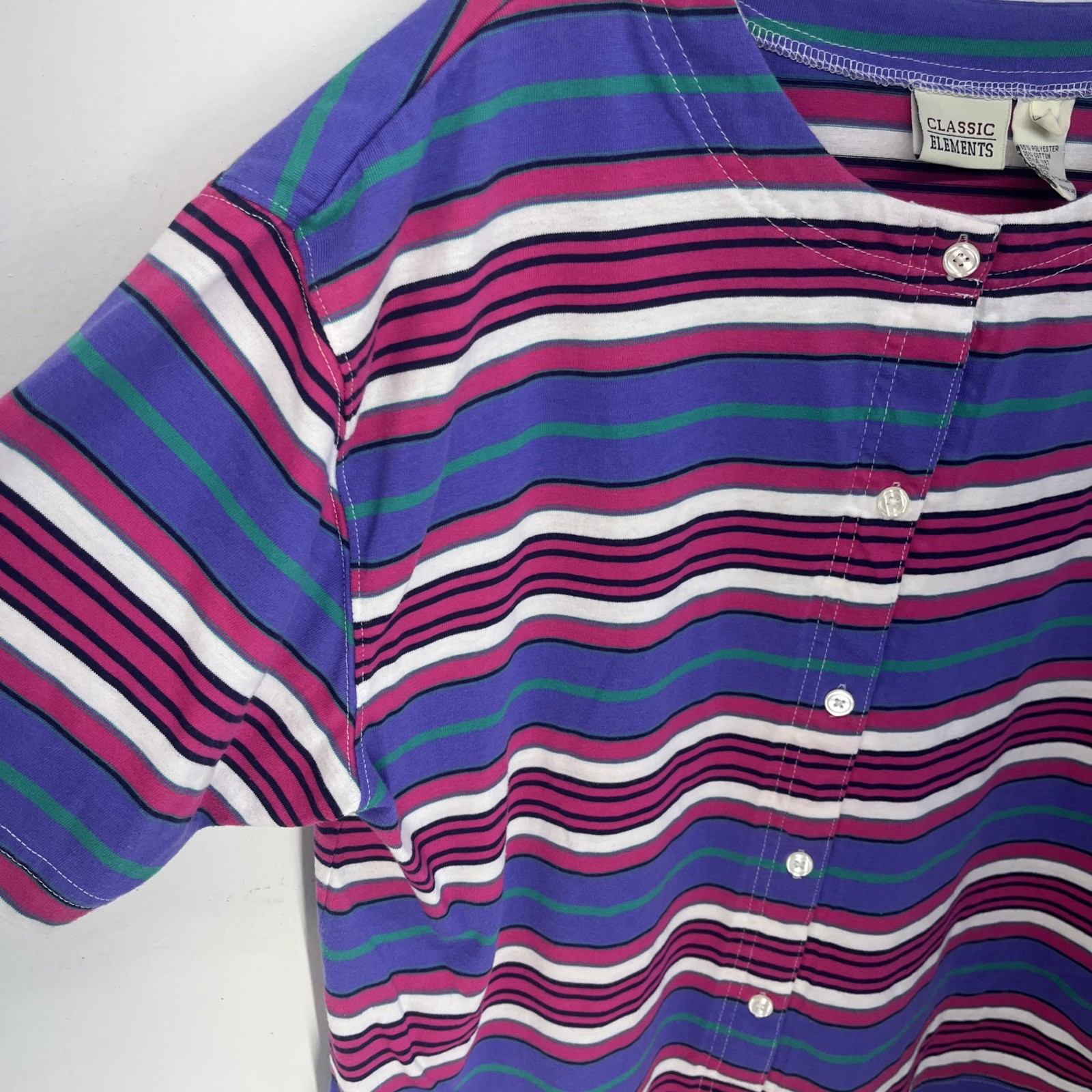 Classic Elements - Short Sleeve Colorblock Button… - image 2