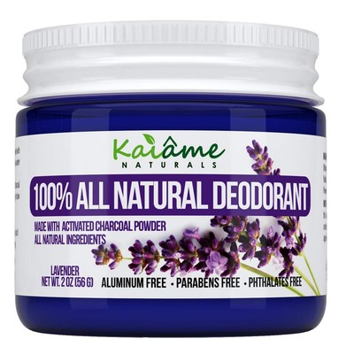 Kaiame Naturals Natural Deodorant (Lavendar) with Activated Charcoal Powder, ...
