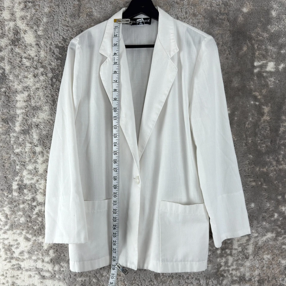 Chaqueta Blazer Sag Harbor Talla 8 Carrera Muescas Botón Único Blanca Manga Larga Foto 3 de 4