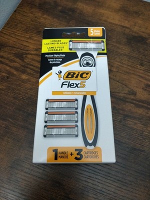 BIC Flex 5 Refillable Men's Razor   5 Blades, 1 Handle & 3 Cartridges - NEW