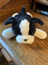 AURORA BOSTON TERRIER/BULLDOG BLACK AND WHITE PLUSH DOG WITH FREE SHIPPING