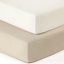 2 Pack Jersey Crib Sheets Neutral Cream Beige Stretchy Ultra Soft Fitted