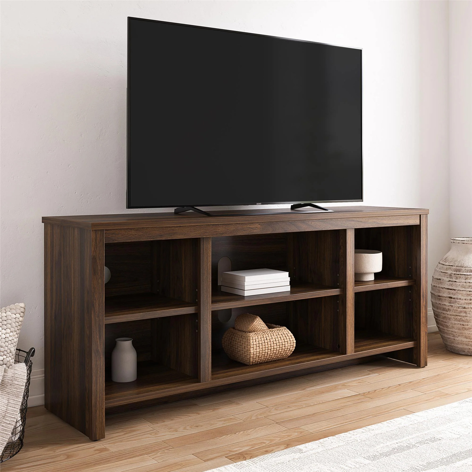 Mainstays 1995222W Parsons TV Stand for TVs up to 50'', Canyon Walnut