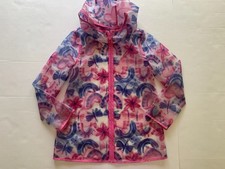 Carter's Girls Hooded Rain Jacket Size 10 Pink Butterfly Rainbow Floral TPU