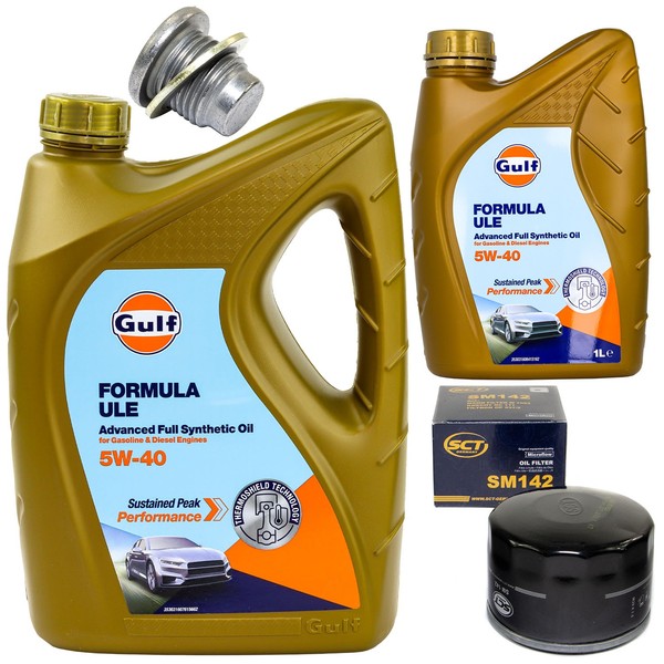 MotoröL Filter Set Gulf Formula ULE 5W-40 6 Liter + Schraube FüR Opel Renault-image