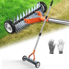 Image of Lawn Rolling Aerator Scarifier Effective Manual Lawn Grass Soil Aeration Garden