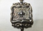 VINTAGE ANTIQUE SILVER STYLIZED BEADED FLORAL POCKET WATCH FOB WITH KEY — photo 4
