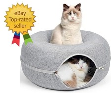 Bed for Cats 24inch Washable Interior for Indoor Cats Light Gray