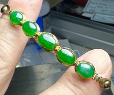 ESTATE 14k Solid Gold Vintage Imperial Jadeite Jade Bracelet 8.4 Grams 6.5