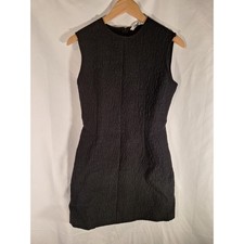 Zara Womens Black Crinkle Textured Sleeveless Mini Sheath Dress 4437/041 Size S