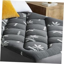 Mattress Topper Size - Viscose Made from Bamboo Pillow Top Mattress Queen Black