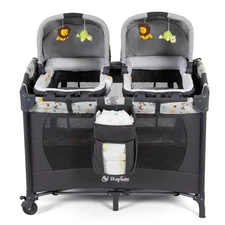 Twin Bassinet & Full-Size Infant Bassinet & Playard for Baby, Includes 2 Remo...