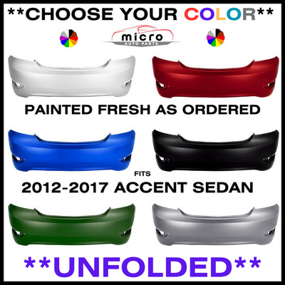 NEW REAR BUMPER FOR 2012-2017 ACCENT SEDAN PAINTED *CHOOSE YOUR COLOR* HY1100184
