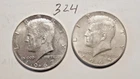 KENNEDY HALF DOLLAR,  40%  SILVER,   1965-P, 1967-P,---324