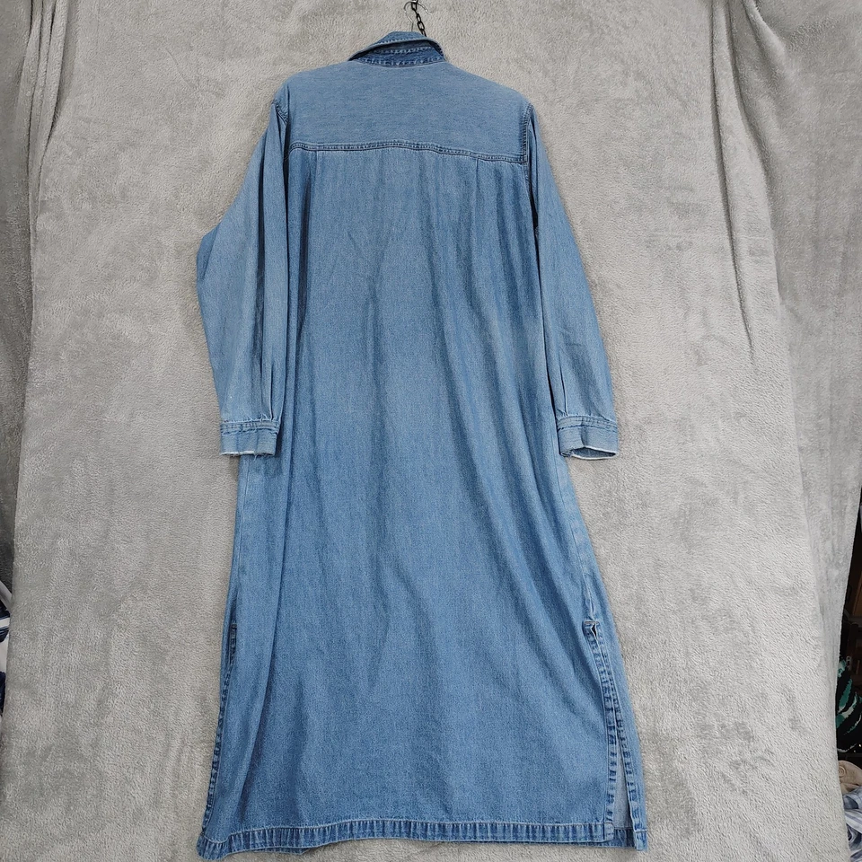 Ty Wear Vintage Blue Jean Duster Coat Women Shirt Dress Jacket Trenchcoat - Image 2 of 4
