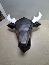 Escultura de busto de cabeza de ciervo negro montaje en pared decoración perchero