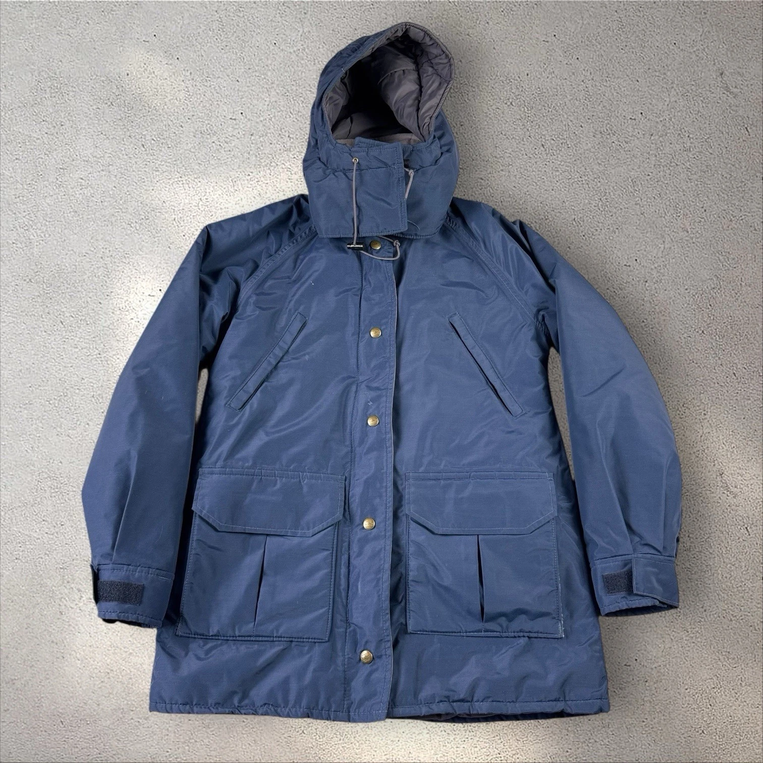 LL Bean Maine Warden Parka Blue Insulated Hooded Jacket Coat Sz S