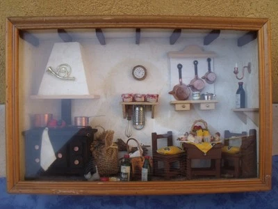 VINTAGE BEAU CADRE VITRINE CAMPAGNARDE - Photo 1/4