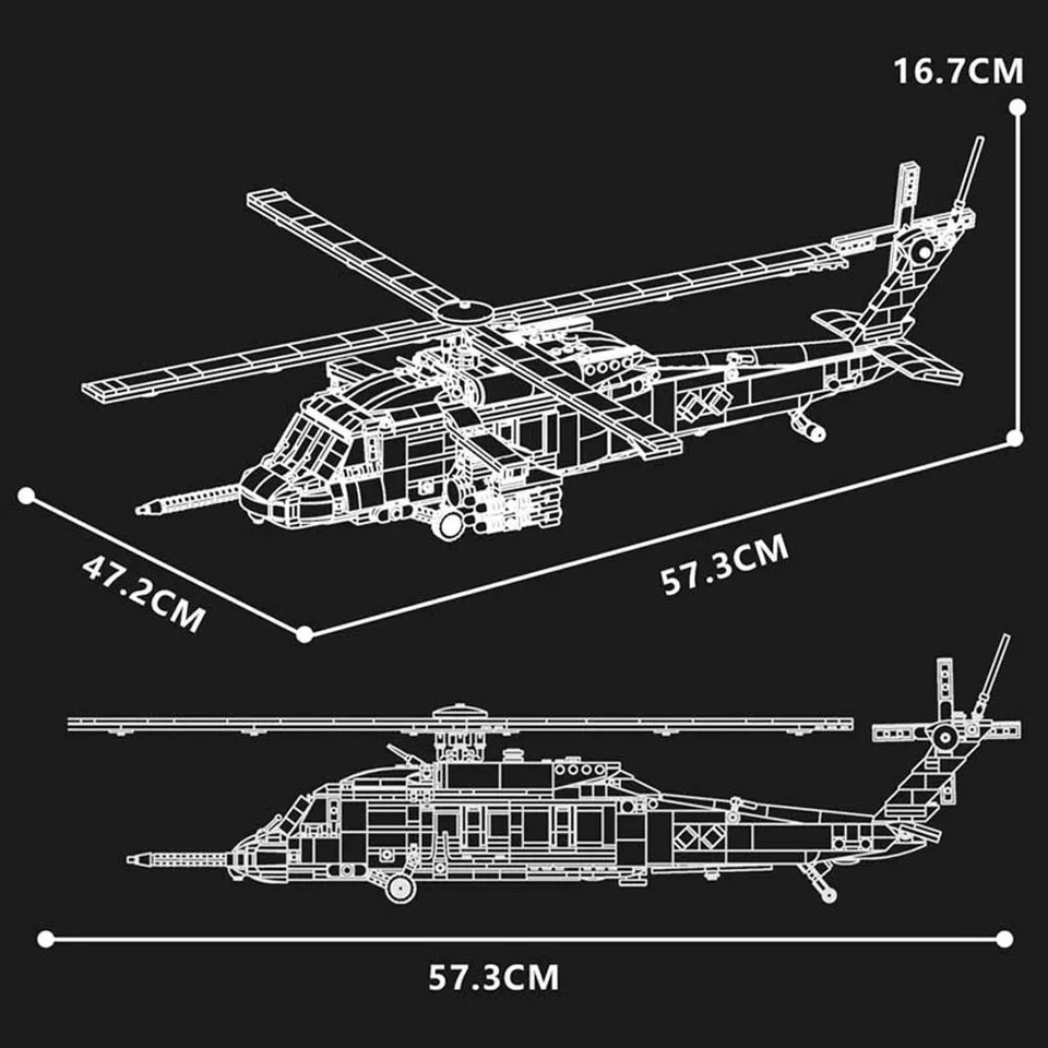 🚁 UH-60 Black Hawk вертолет - 1159шт военного самолета блоки - Изображение 2 из 4