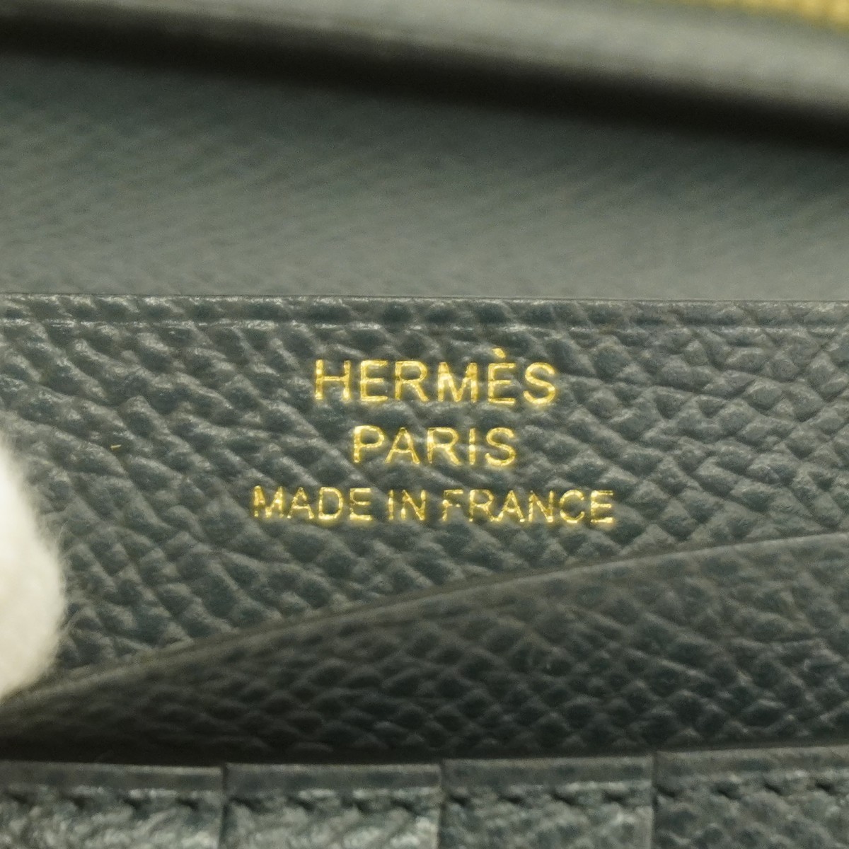 Auth [6ba1285] HERMES Wallet BEAN Compact Epsom Grimist Gold metal fitting W... thumbnail 4