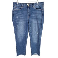 Womens Nicole Miller Soho Hi Rise Skinny Crop Blue Denim Jeans Cotton Stretch 14