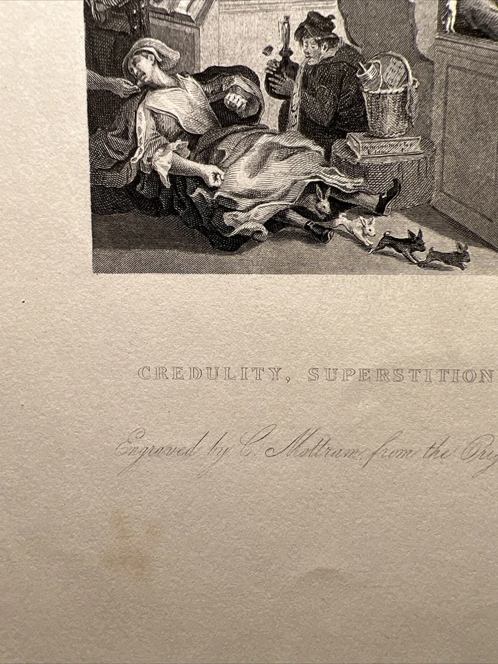 Antique Steel Engraving 1860 Credulity Fanaticism Illustration Engraving... Foto 3 de 4