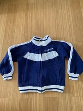 Roca Wear Kids Size 6 Large Full Zip Sweater Navy And White Cable Knit Accents