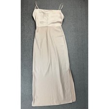 BHLDN Cali Satin Charmeuse Midi Dress 4 Oyster Spaghetti Strap Wedding Formal